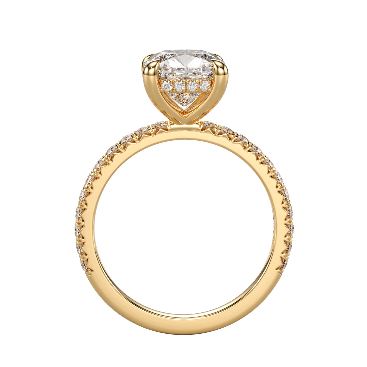 cushion cut pave engagement ring