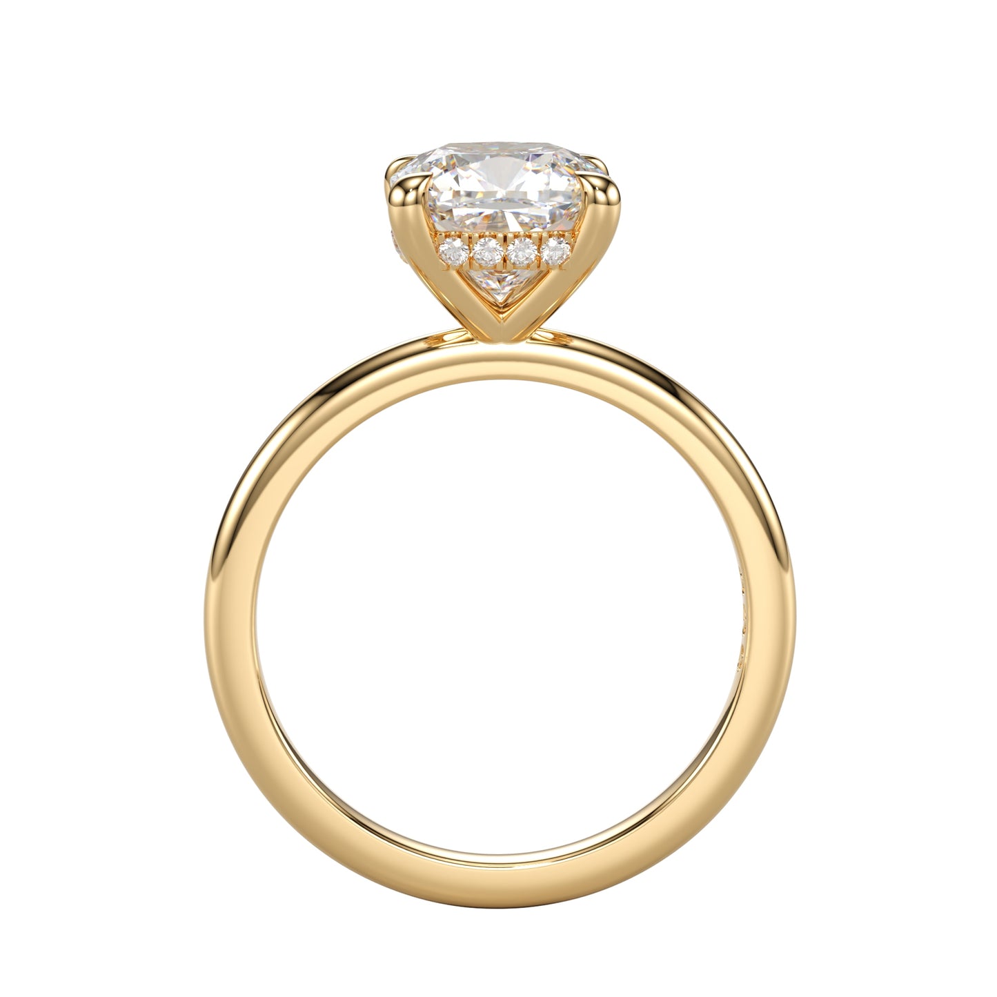 hidden halo cushion diamond ring