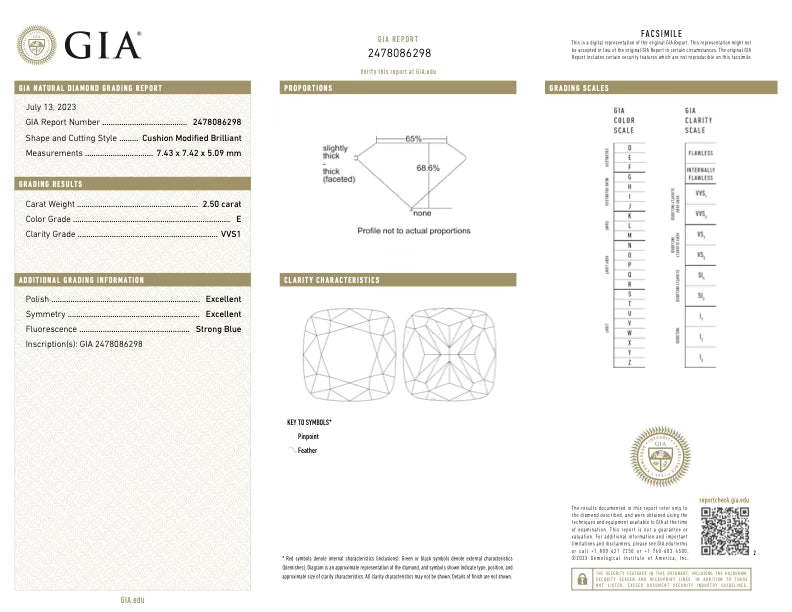 GIA diamond certification report with detailed diamond information.