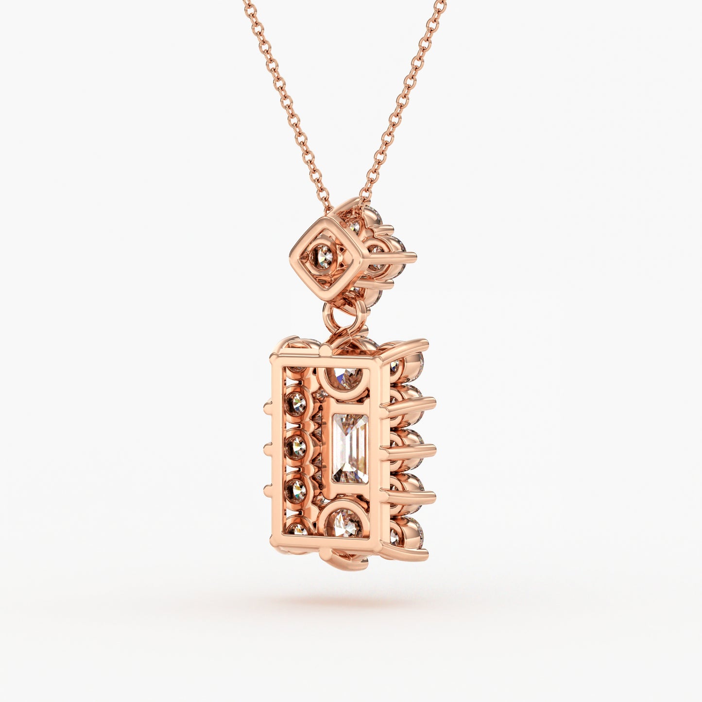 rose gold emerald cut diamond pendant