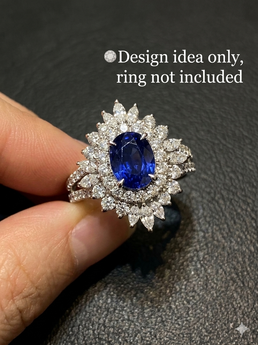 Elegant ring with blue gemstone and diamond accents
