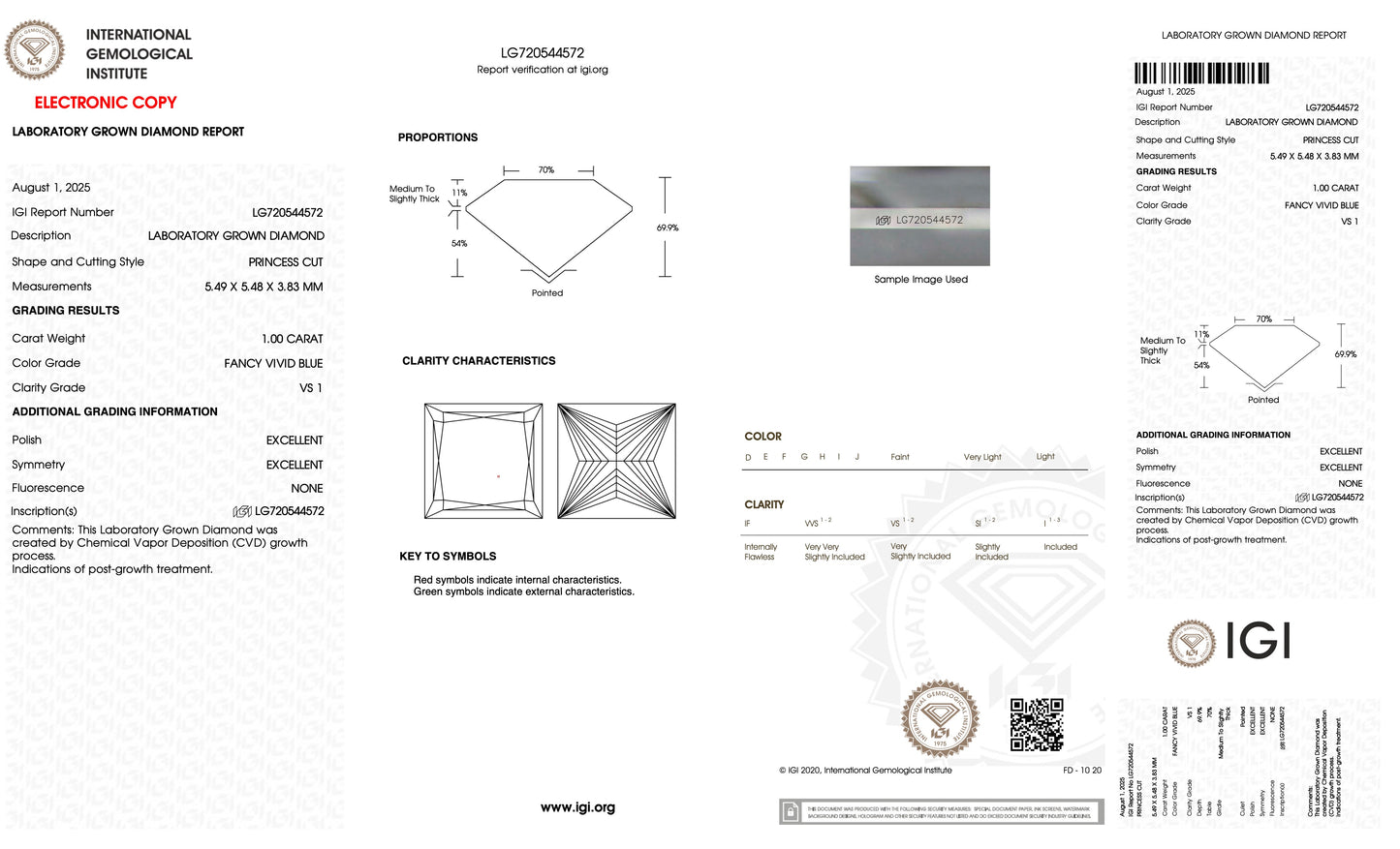 IGI certificate blue diamond