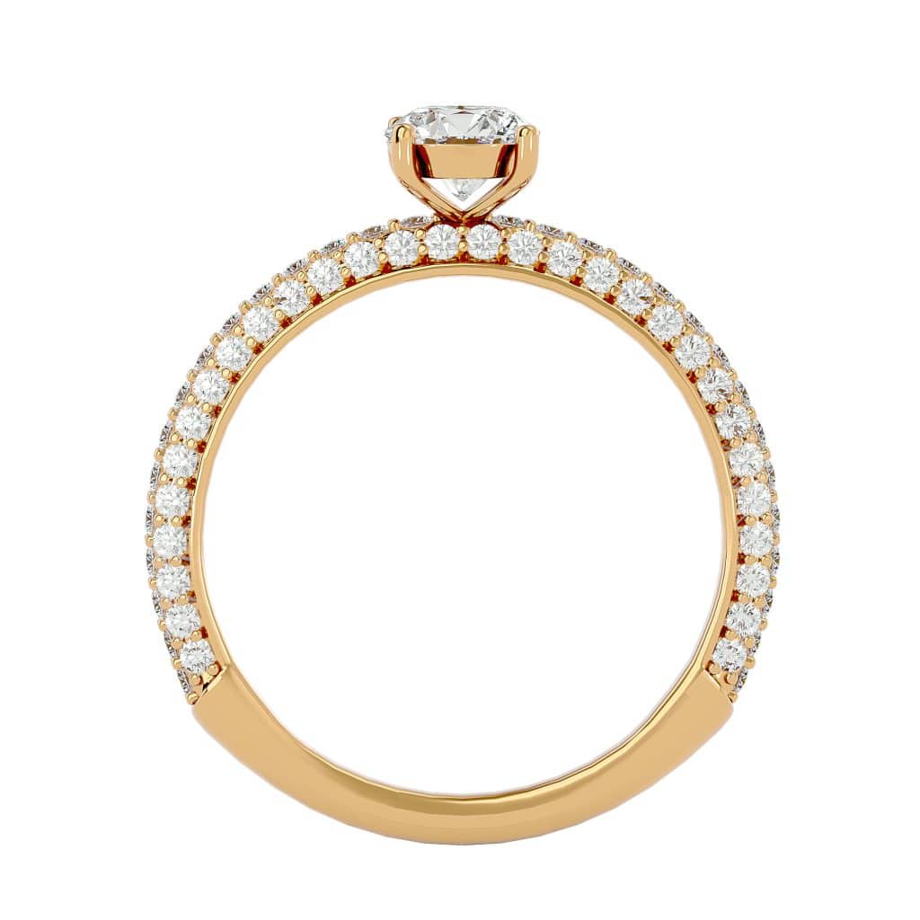 Yellow gold solitaire engagement ring with sparkling micro-pavé band