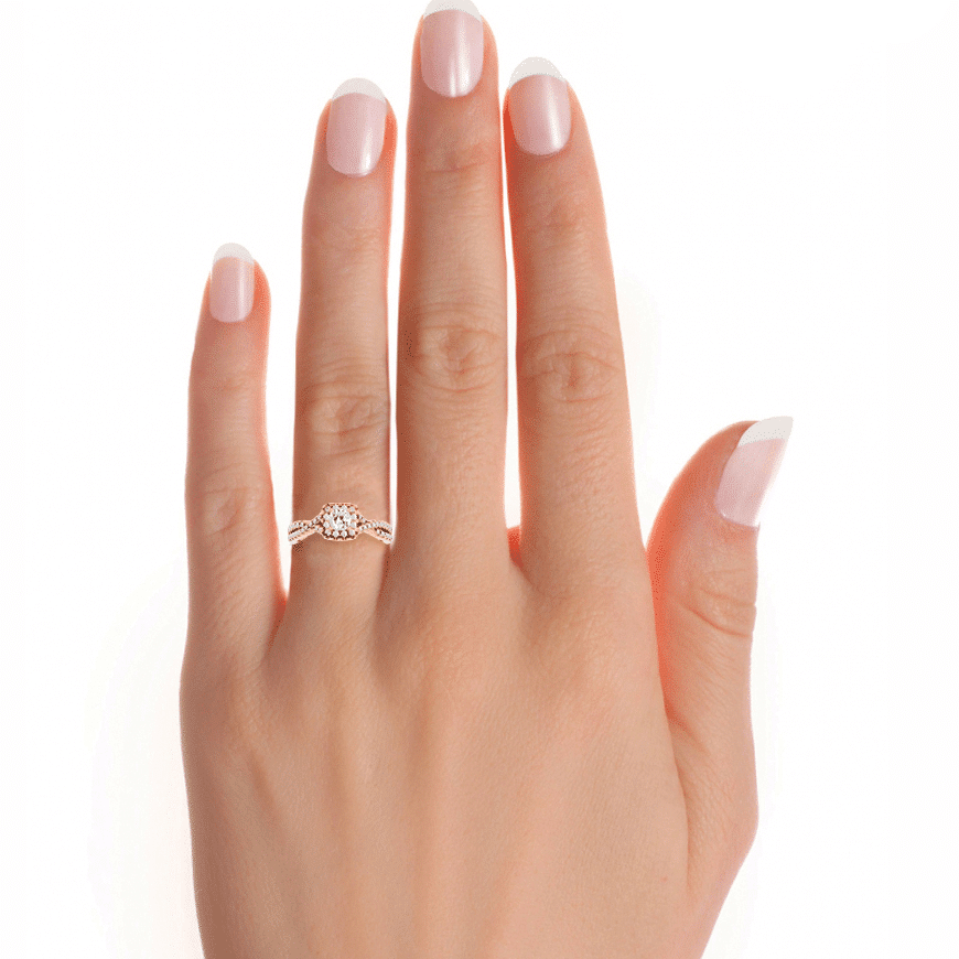 cushion cut pavé halo ring