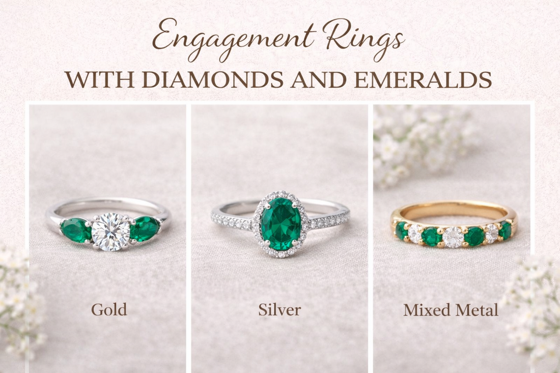 Engagement Rings with Diamonds and Emeralds
