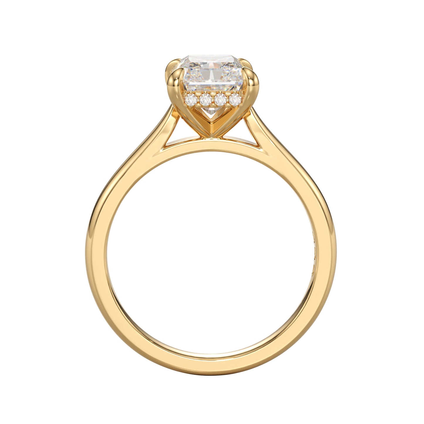 radiant cut hidden halo ring