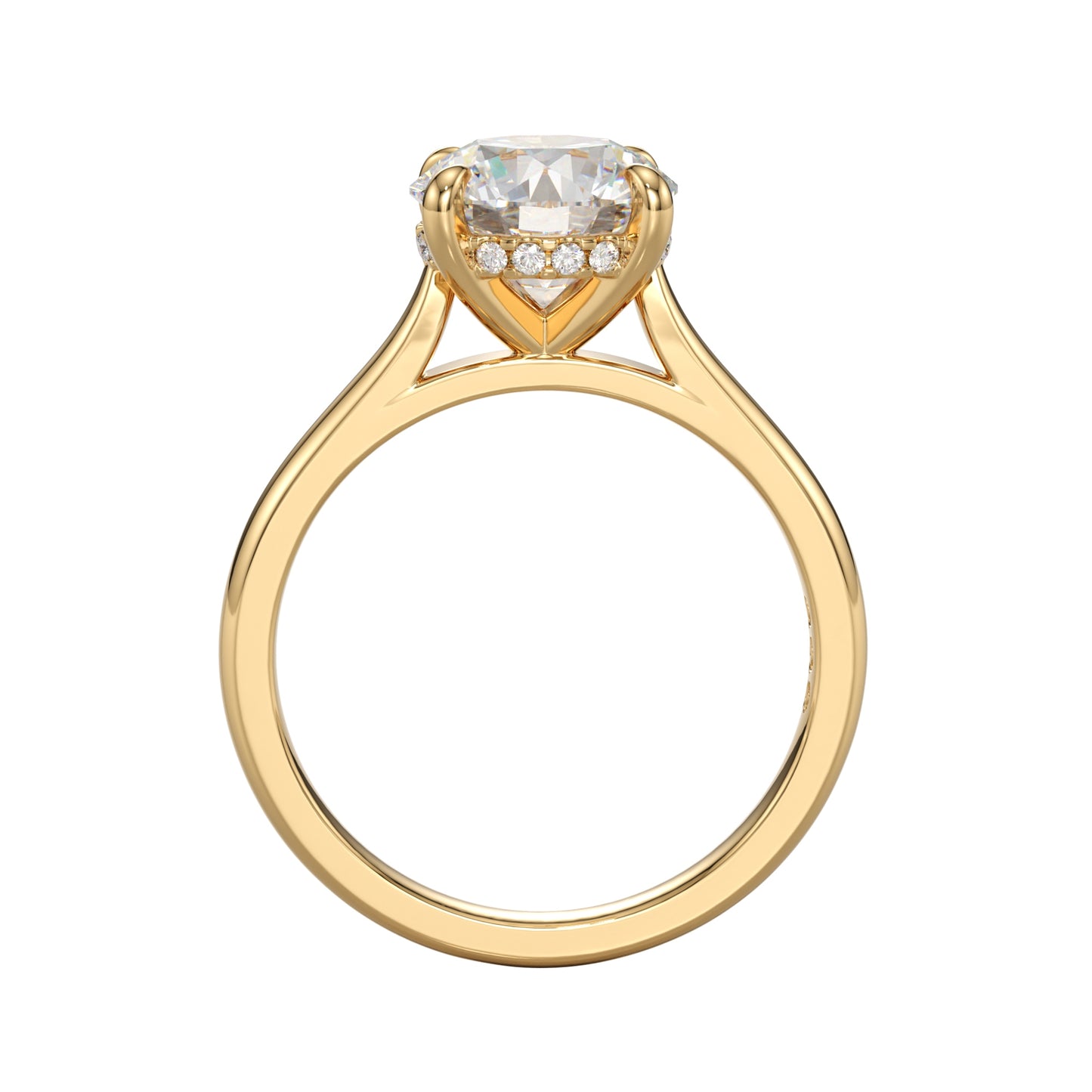 round cut hidden halo ring