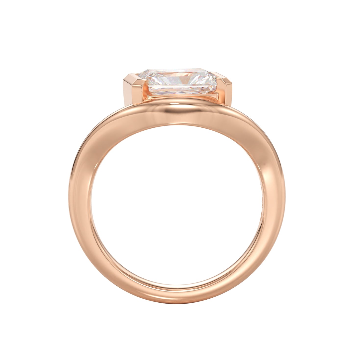 radiant half bezel engagement ring