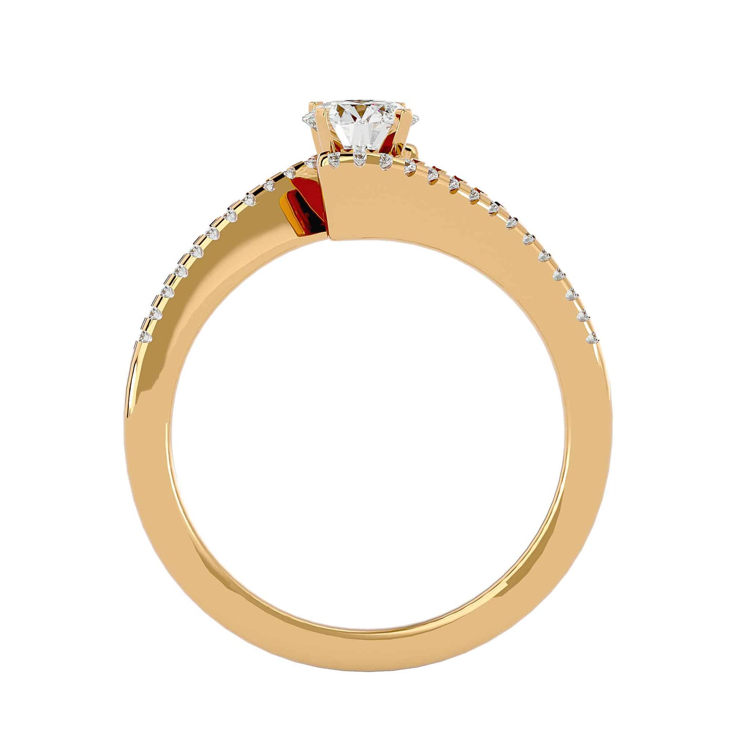18K gold solitaire ring with twisted design, ideal for engagement or wedding gift