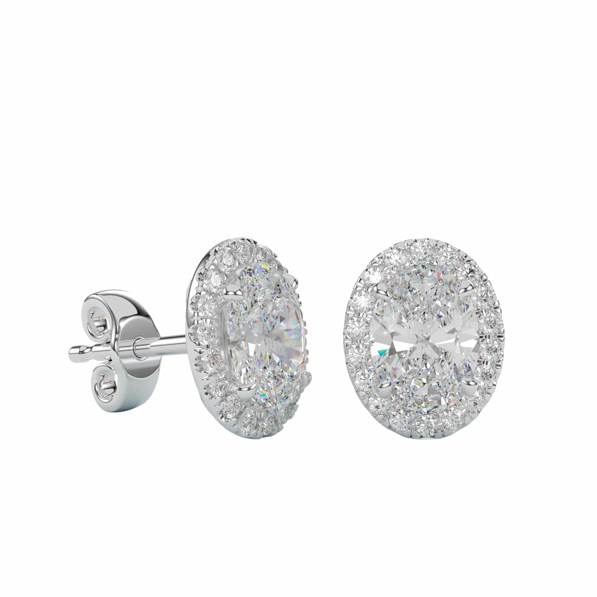 
                    Oval Halo Earring Stud - 1.38ctw E Colour VVS1 Clarity
                  