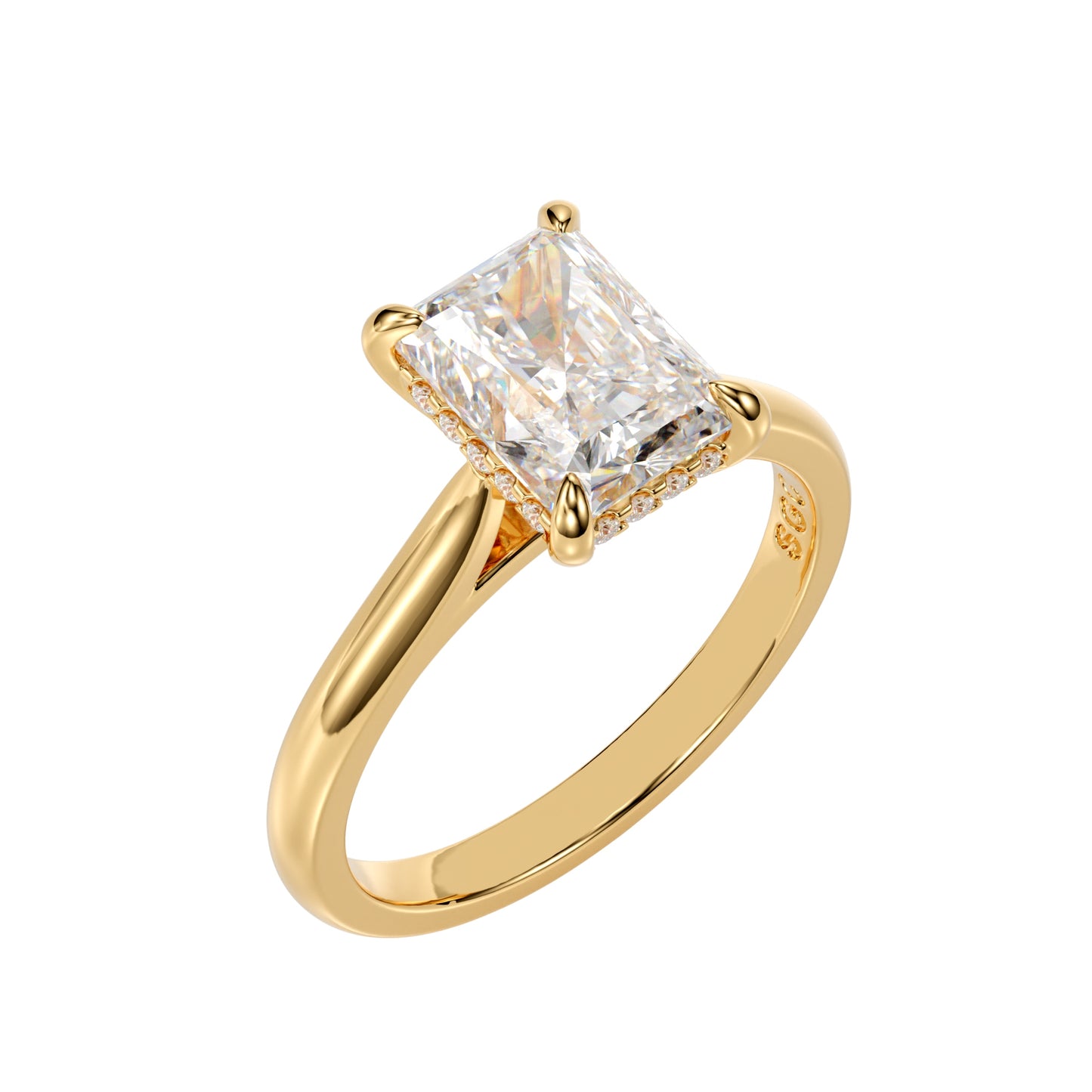 radiant cut hidden halo ring