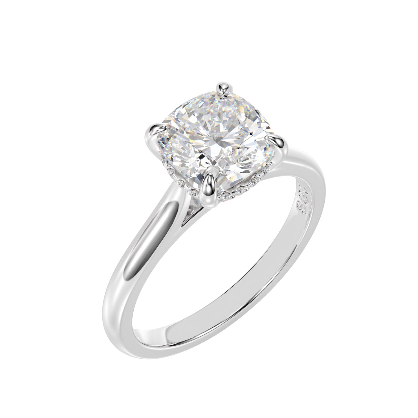 lab grown cushion diamond ring