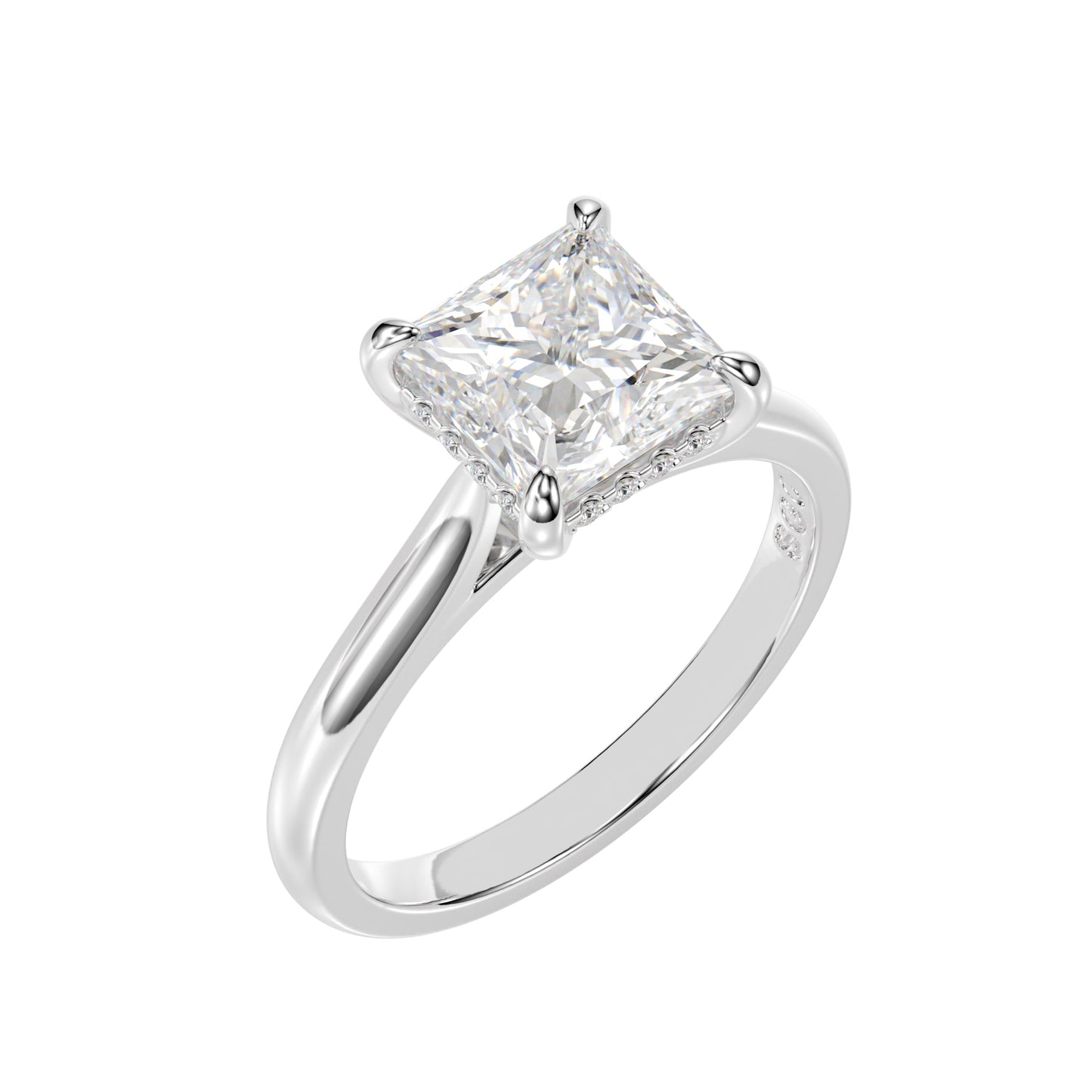 princess cut hidden halo ring