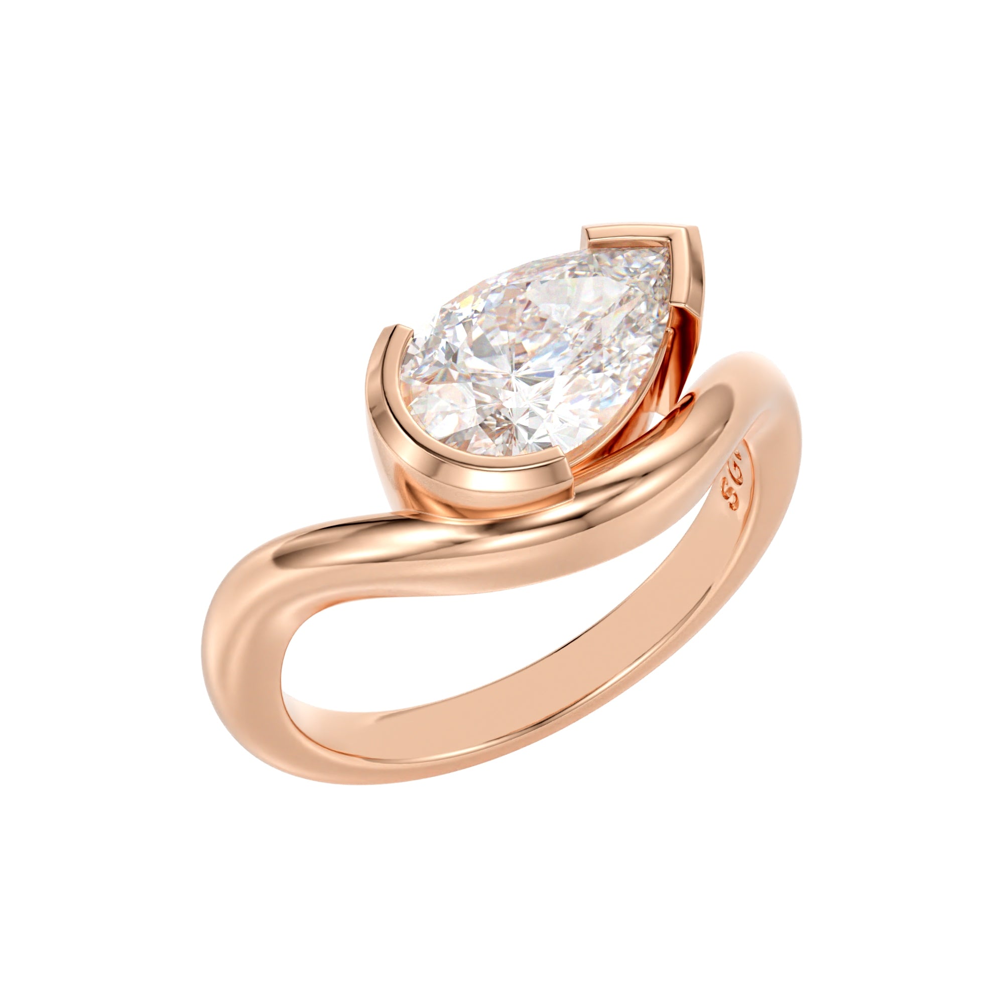 
                    pear half bezel engagement ring
                  