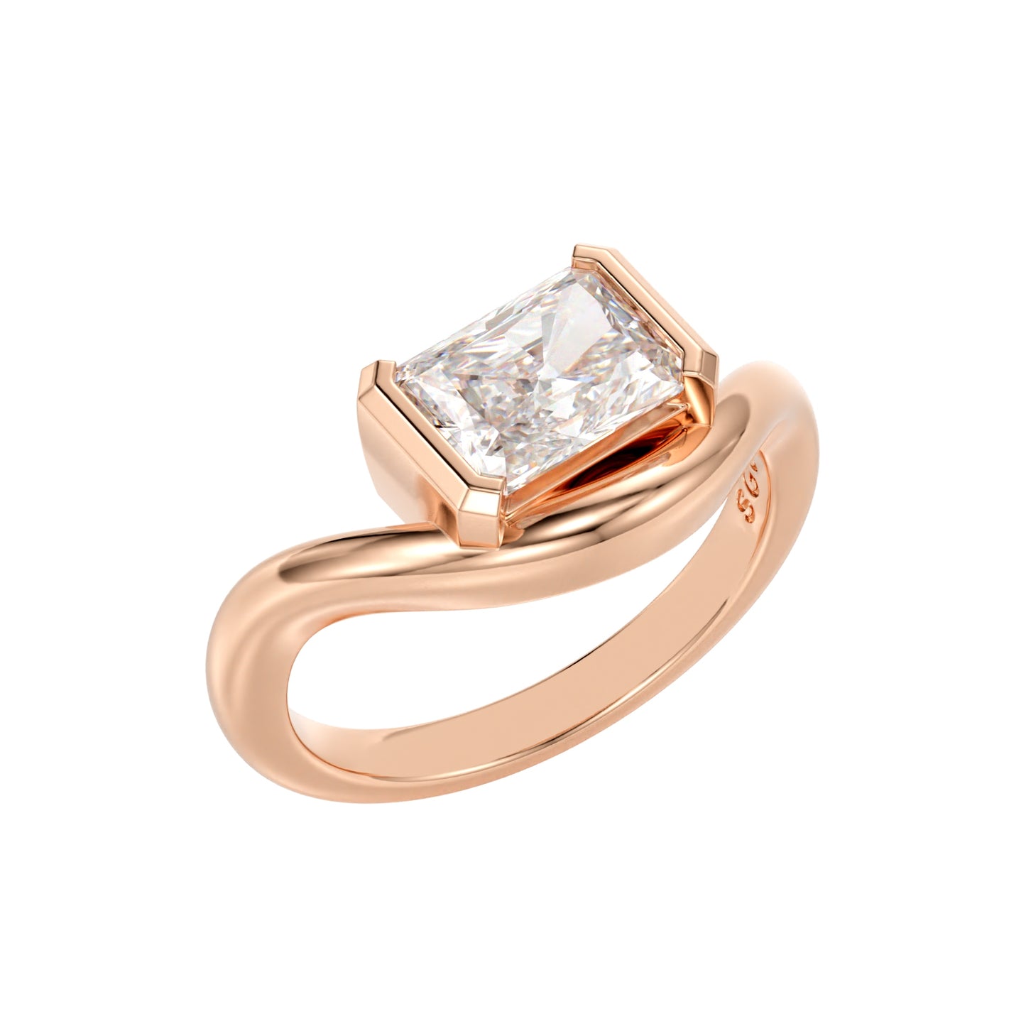 radiant half bezel engagement ring