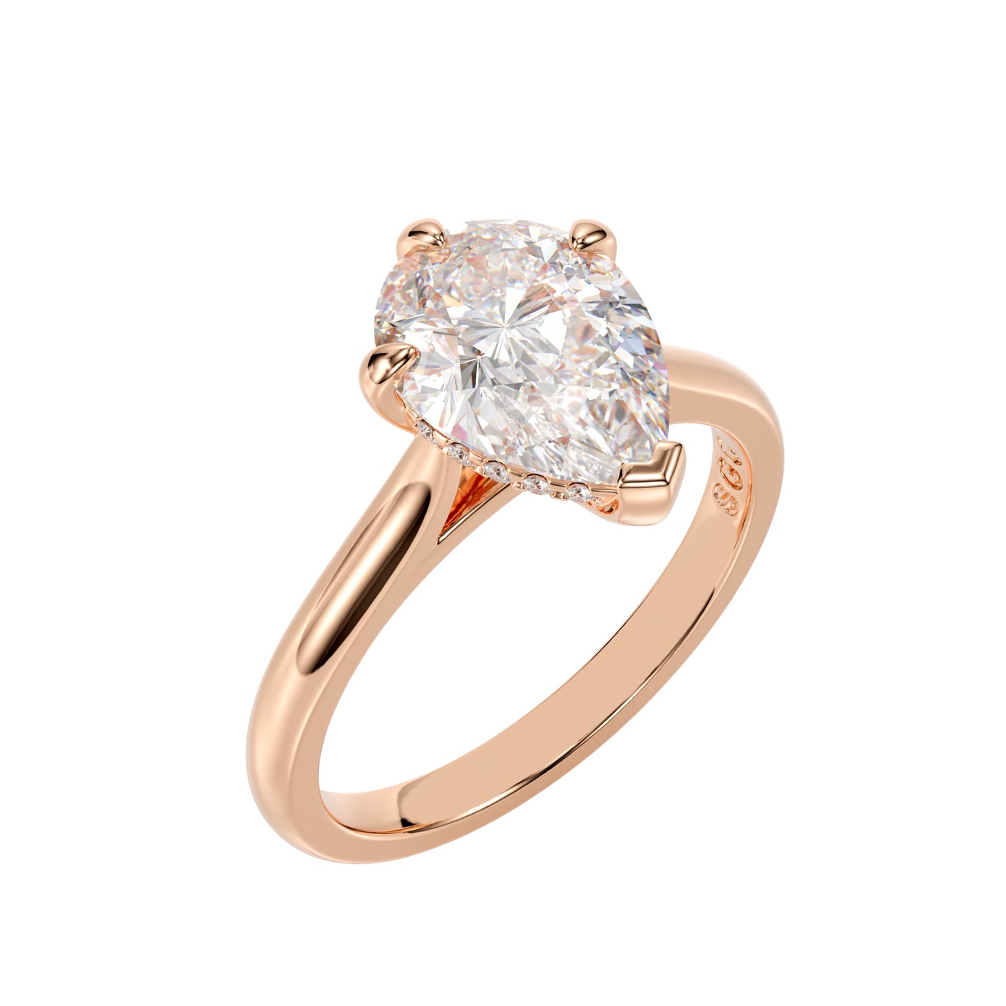 pear cut hidden halo ring