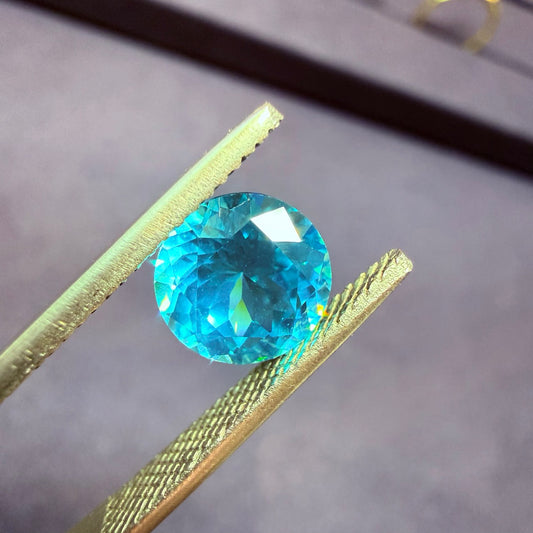 3ct Lab Grown Neon Paraiba Gemstone – Round Cut