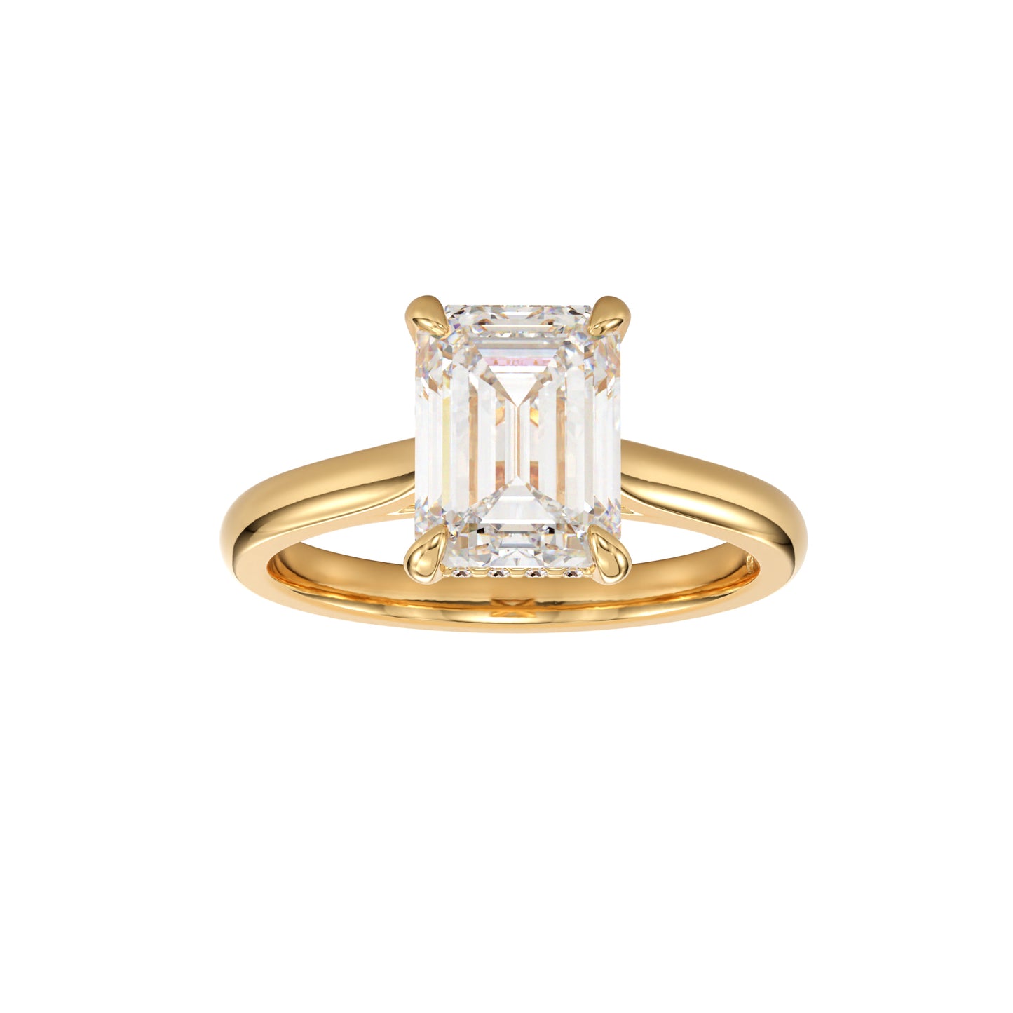 emerald cut hidden halo ring