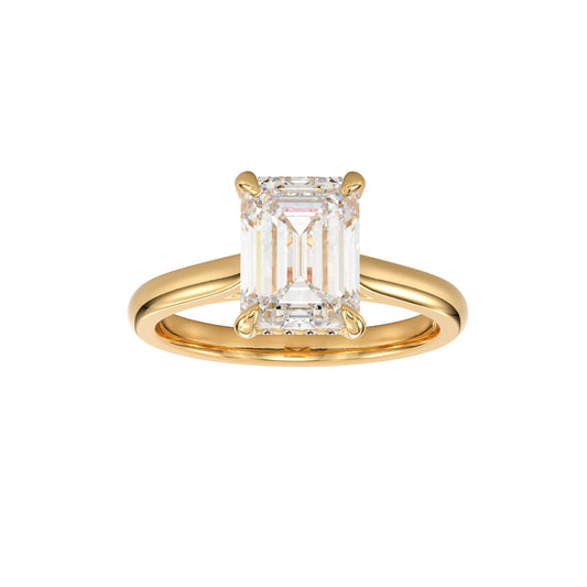 emerald cut hidden halo ring