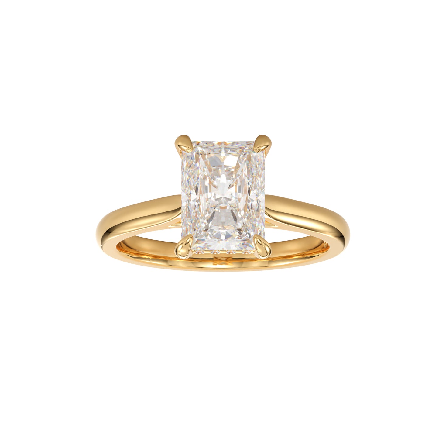radiant cut hidden halo ring