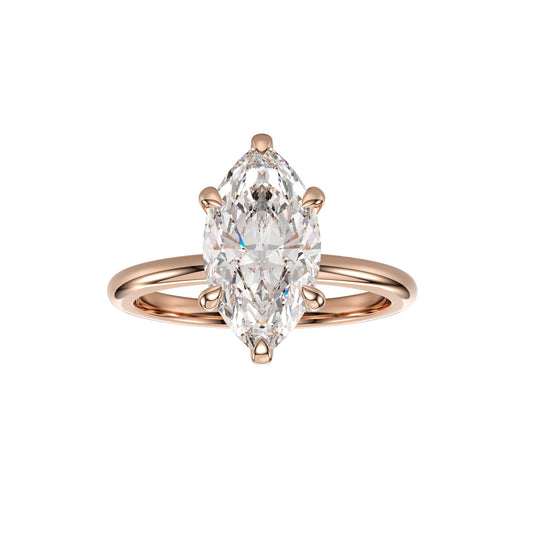 Aurora marquise solitaire hidden halo engagement ring setting