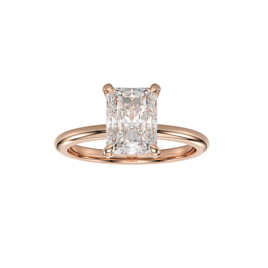 radiant cut lab grown engagement ring