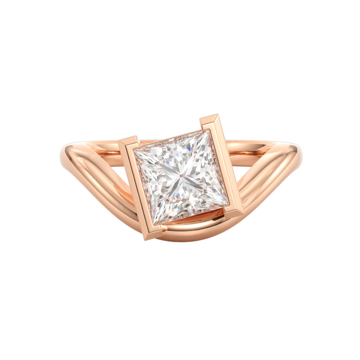 half bezel princess engagement ring