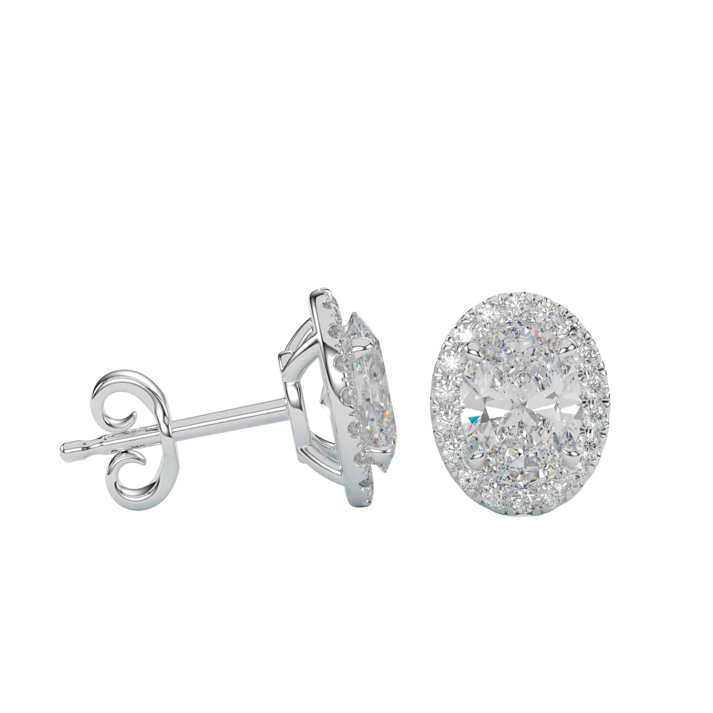 Oval Halo Earring Stud - 1.38ctw E Colour VVS1 Clarity_2