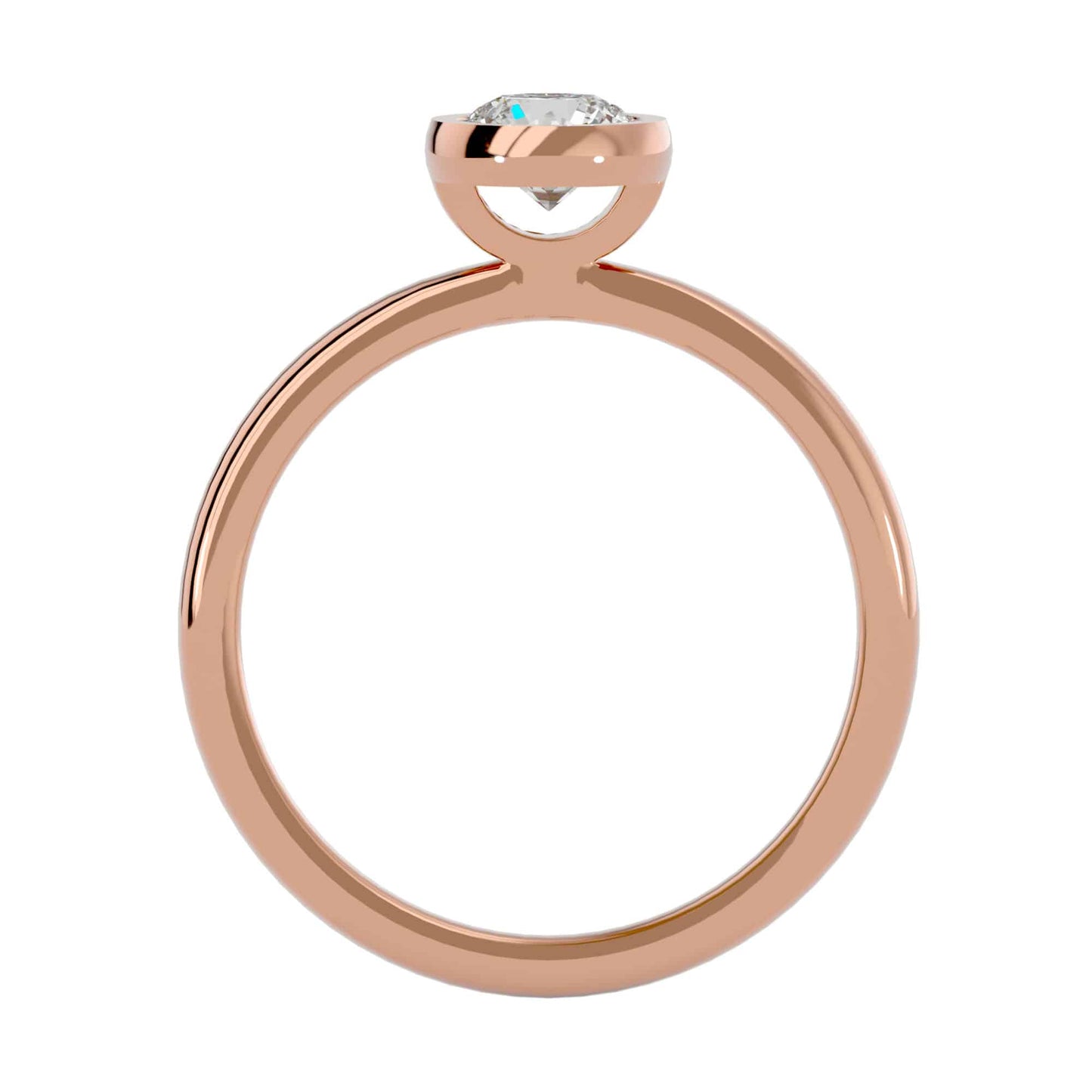Bezel-set solitaire engagement ring in 18K gold with sleek, modern design