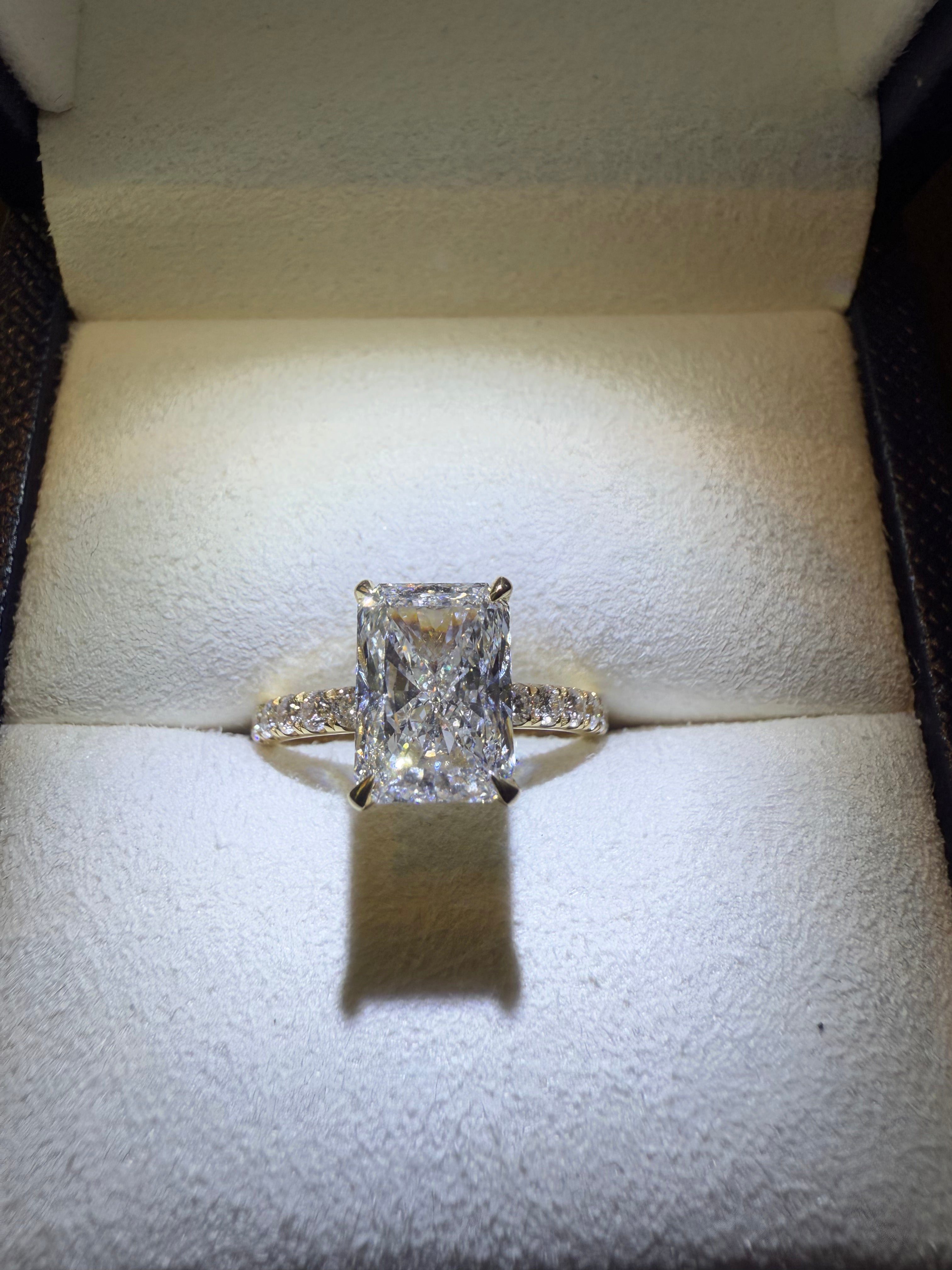 
                    Radiant Cut 2.57ct Yellow Gold Hidden Halo Engagement Ring
                  