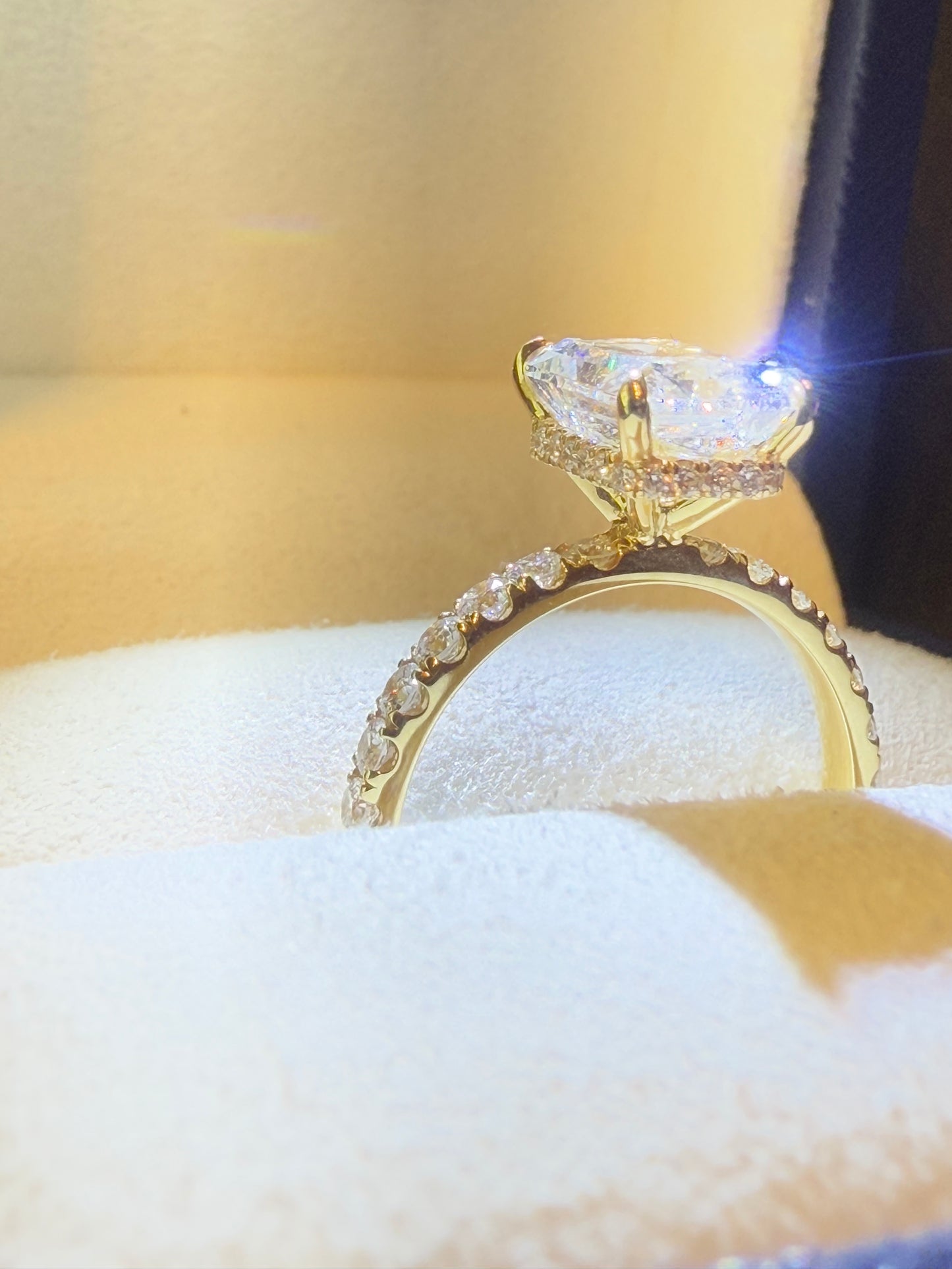 Radiant Cut 2.57ct Yellow Gold Hidden Halo Engagement Ring