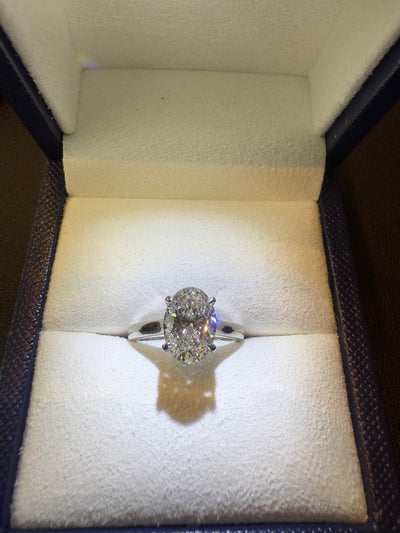 2.25ct Lab Grown Oval Diamond Hidden Halo Engagement Ring