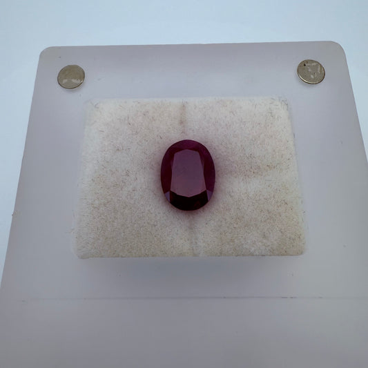 5.26ct Certified Natural Ruby – Purplish Red, Untreated, Semi-Transparent Oval Gemstone
