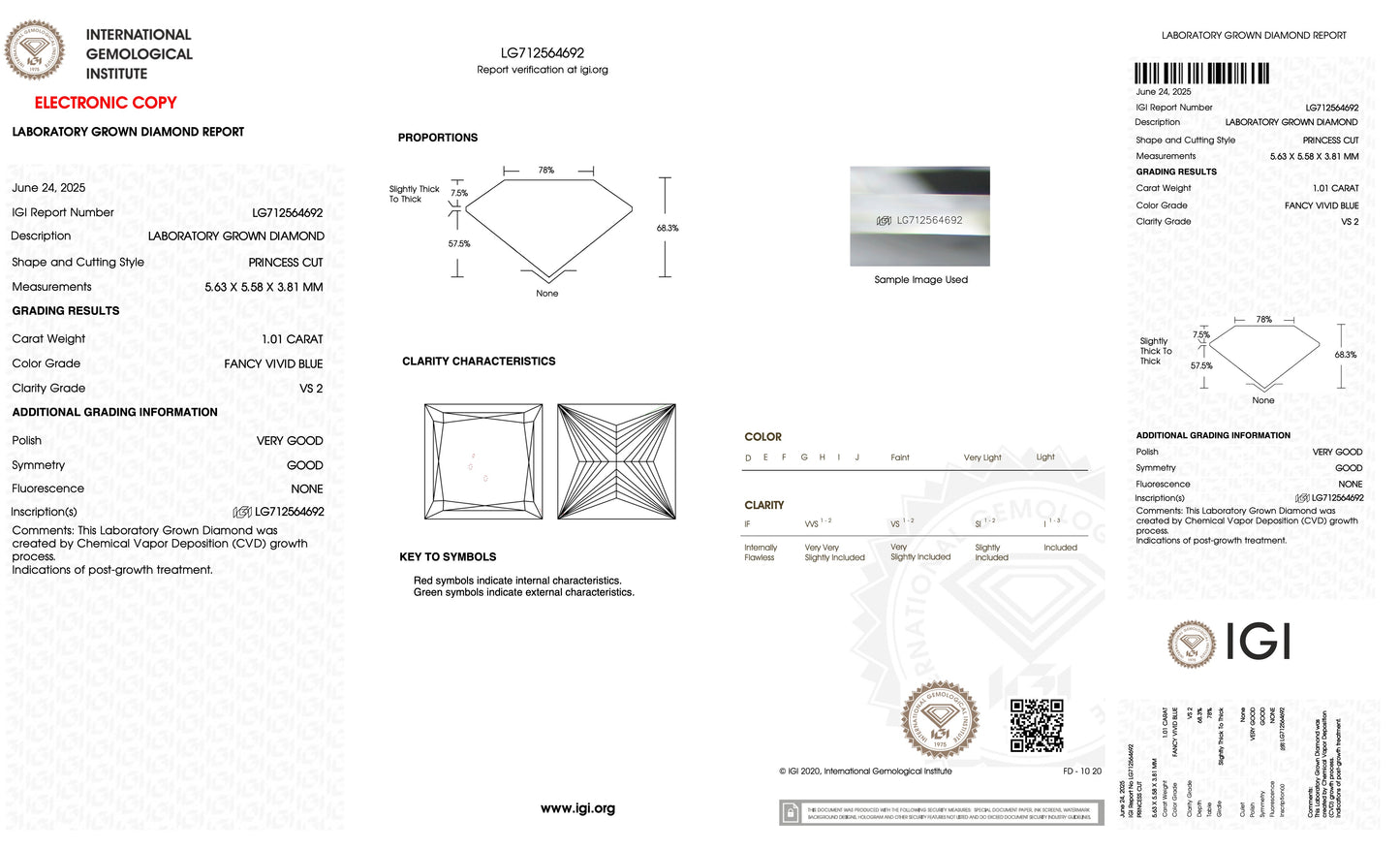 coloured lab grown diamond certiticate