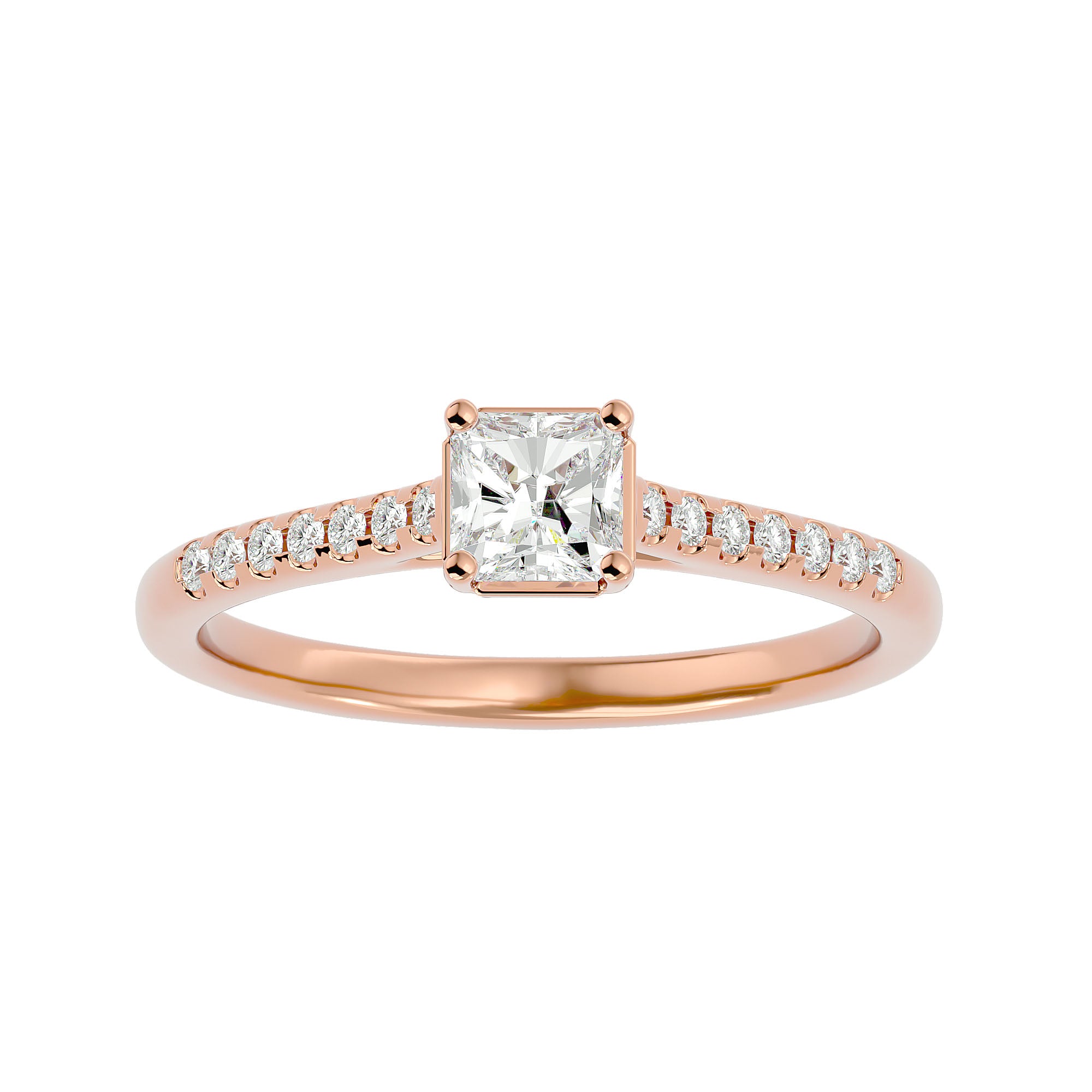 
                    0.66ct Square Shape Diamond Simple Pave Engagement Ring
                  