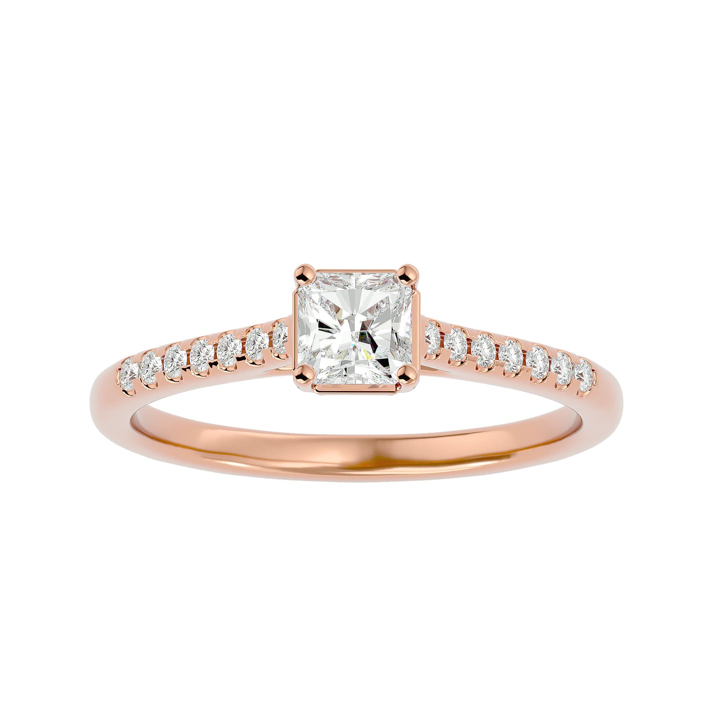 0.66ct Square Shape Diamond Simple Pave Engagement Ring