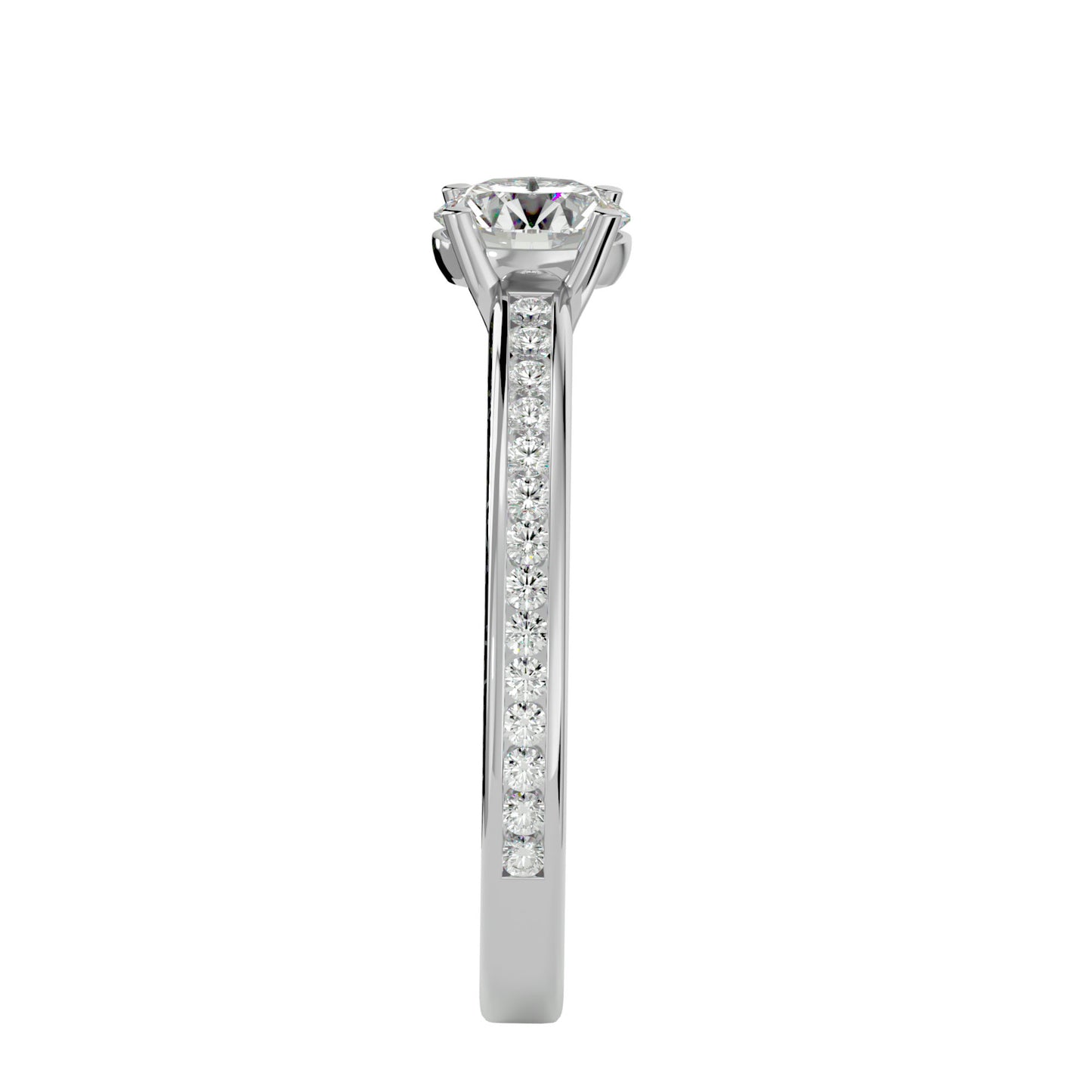 Beautiful white gold Josephine traditional channel set diamond ring.