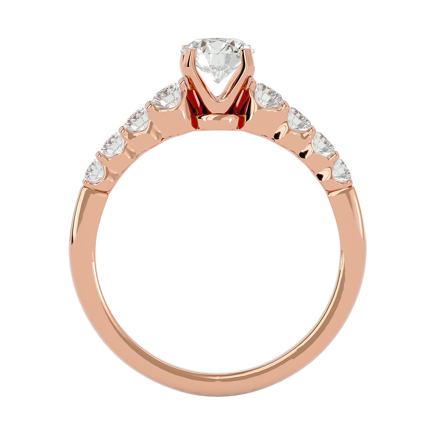Timeless diamond solitaire ring with side stone detailing.