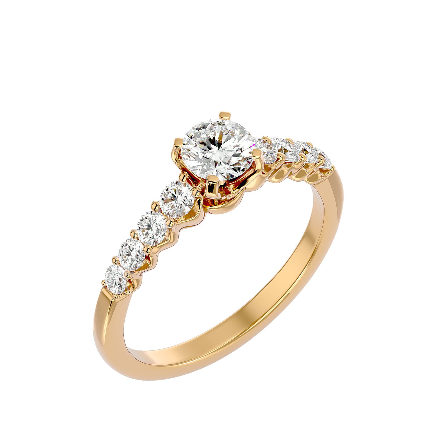Solitaire diamond engagement ring with sleek prong design.