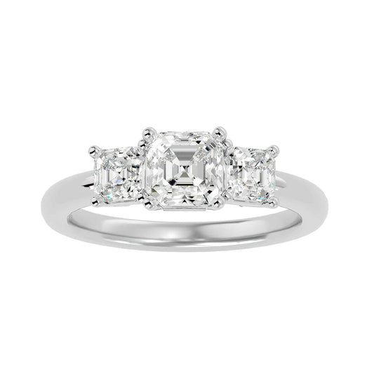 1.80ct Asscher trilogy engagement ring