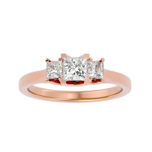 princess cut three stone ring