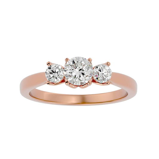 Rose Gold Tulip inspired trilogy engagement ring