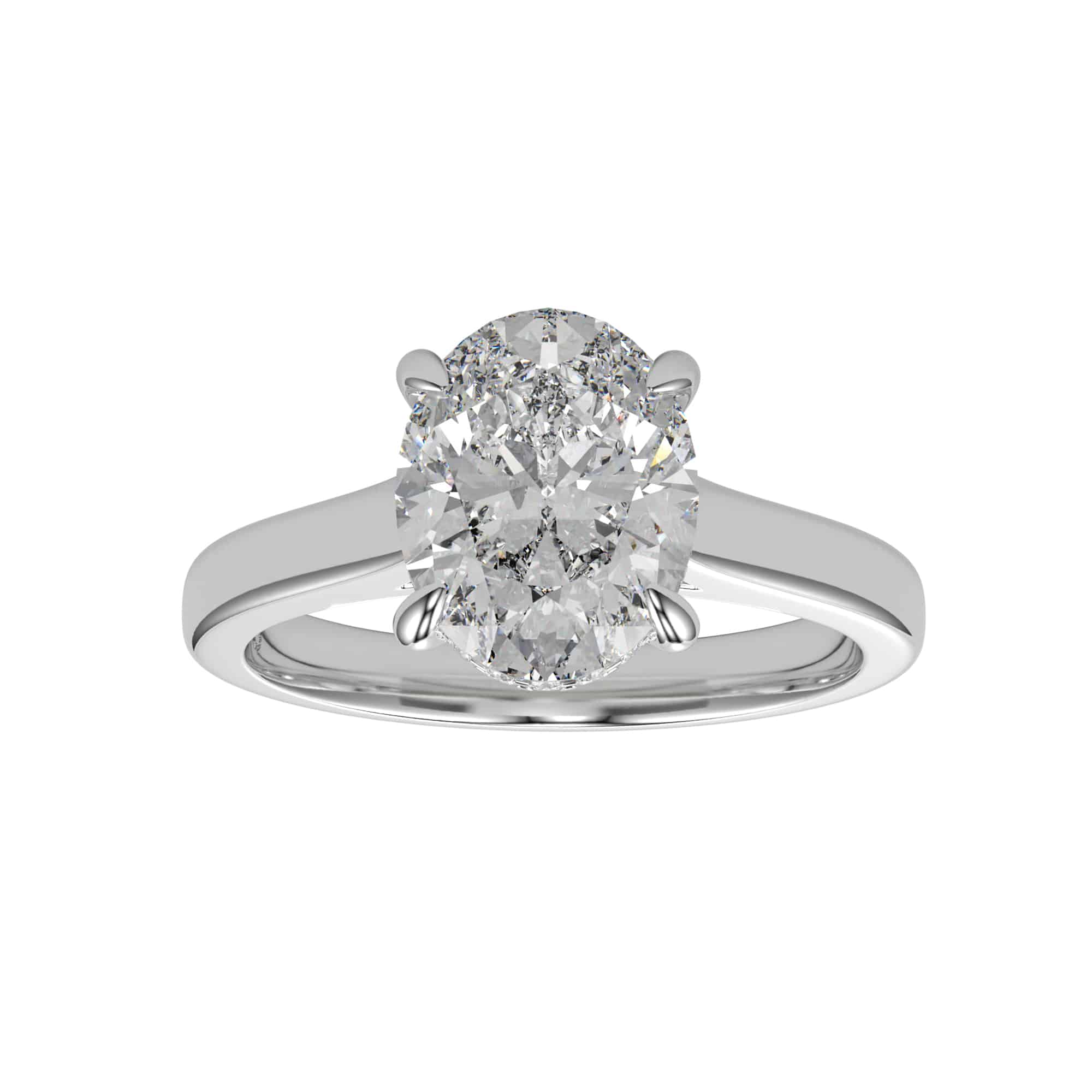 
                    Oval Hidden Halo Engagement Ring - 2.25ct F Colour VS1 Clarity
                  