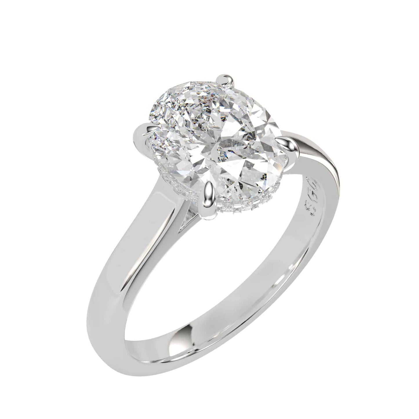 Oval Hidden Halo Engagement Ring - 2.25ct F Colour VS1 Clarity_3