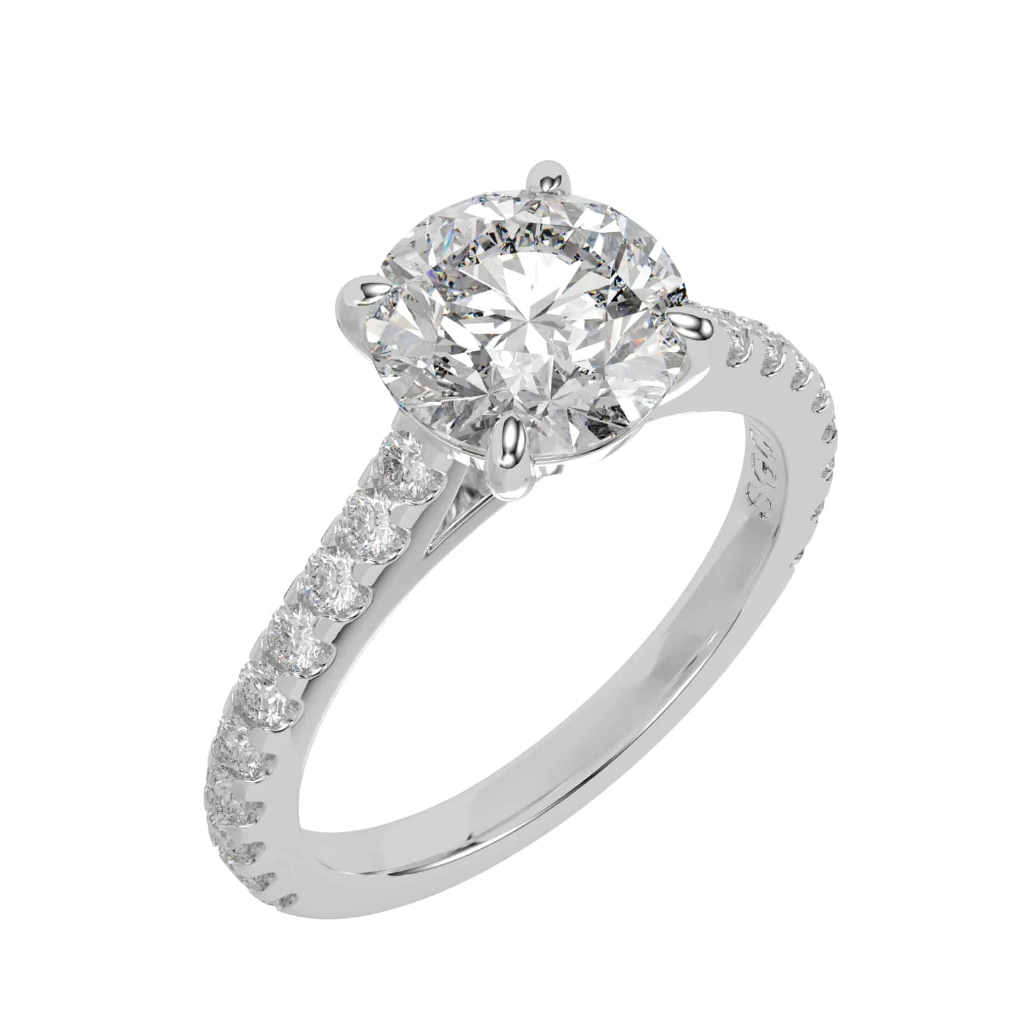 Solitaire Diamond Ring Pave Setting- 1.90ct E Colour VS1 Clarity_3