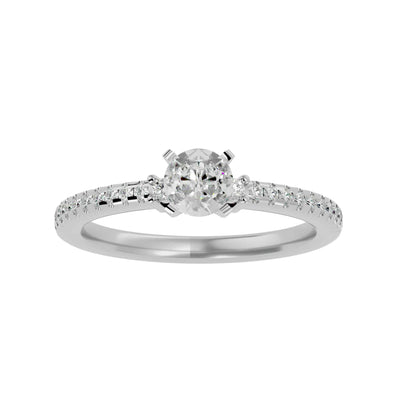 0.70ct Pave Set Solitaire Diamond Ring