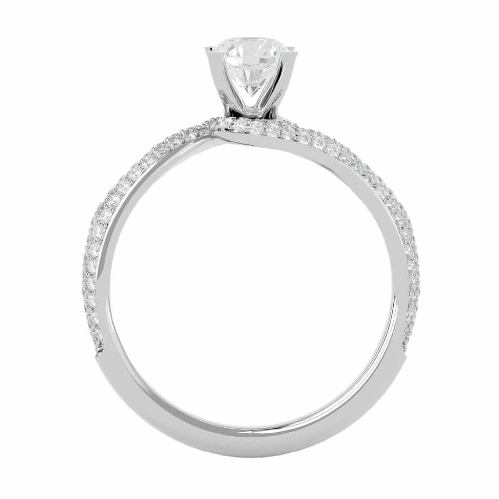 Classic white gold entwine diamond engagement ring design.