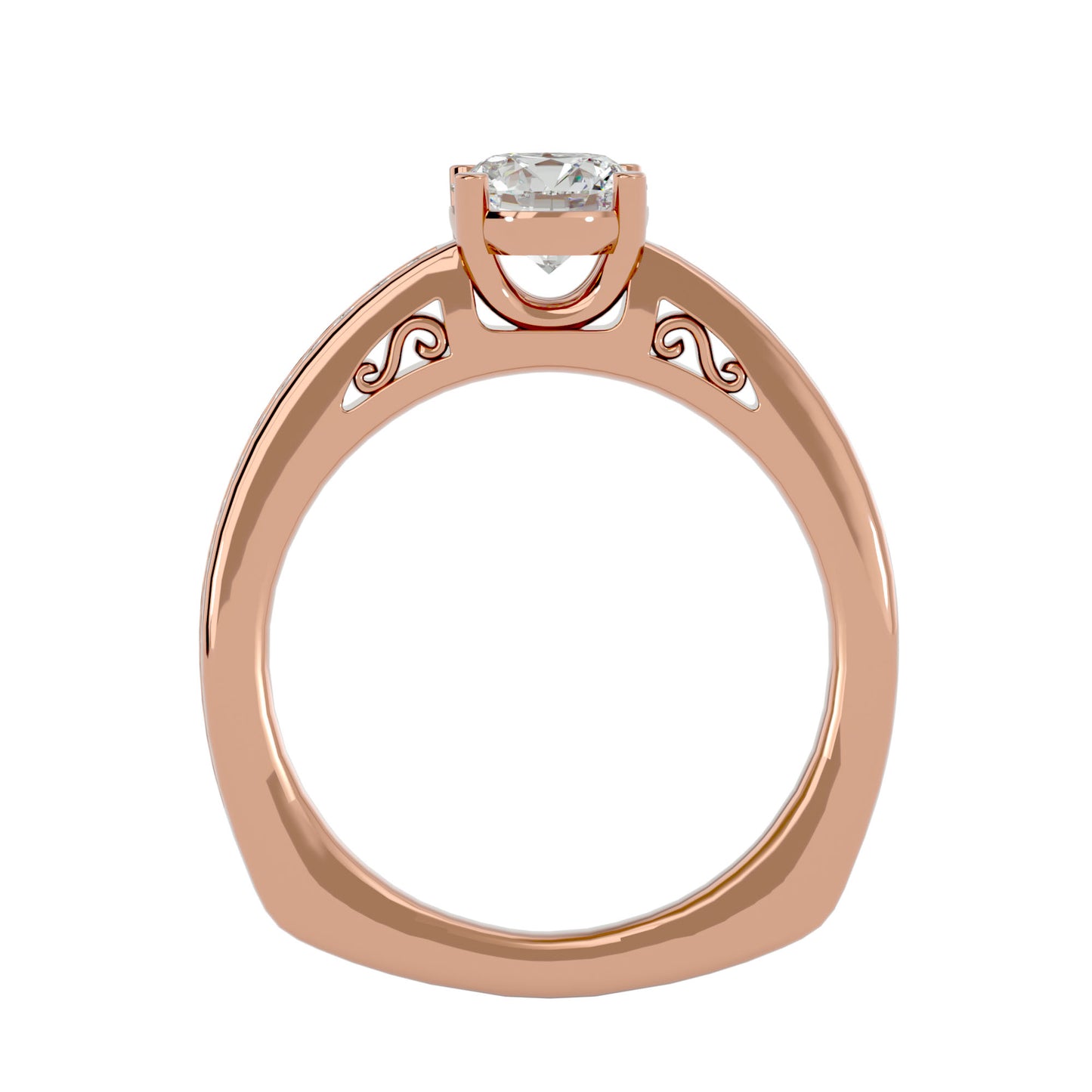 Elegant rose gold Josephine diamond engagement ring with channel band.