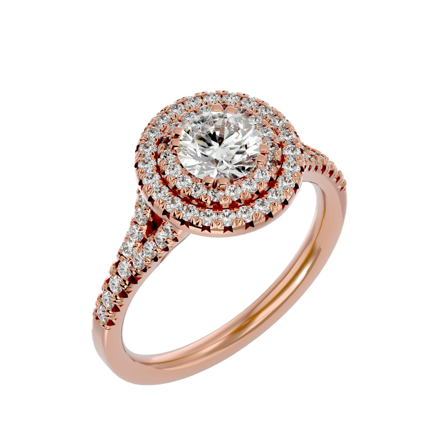 split shank halo diamond ring