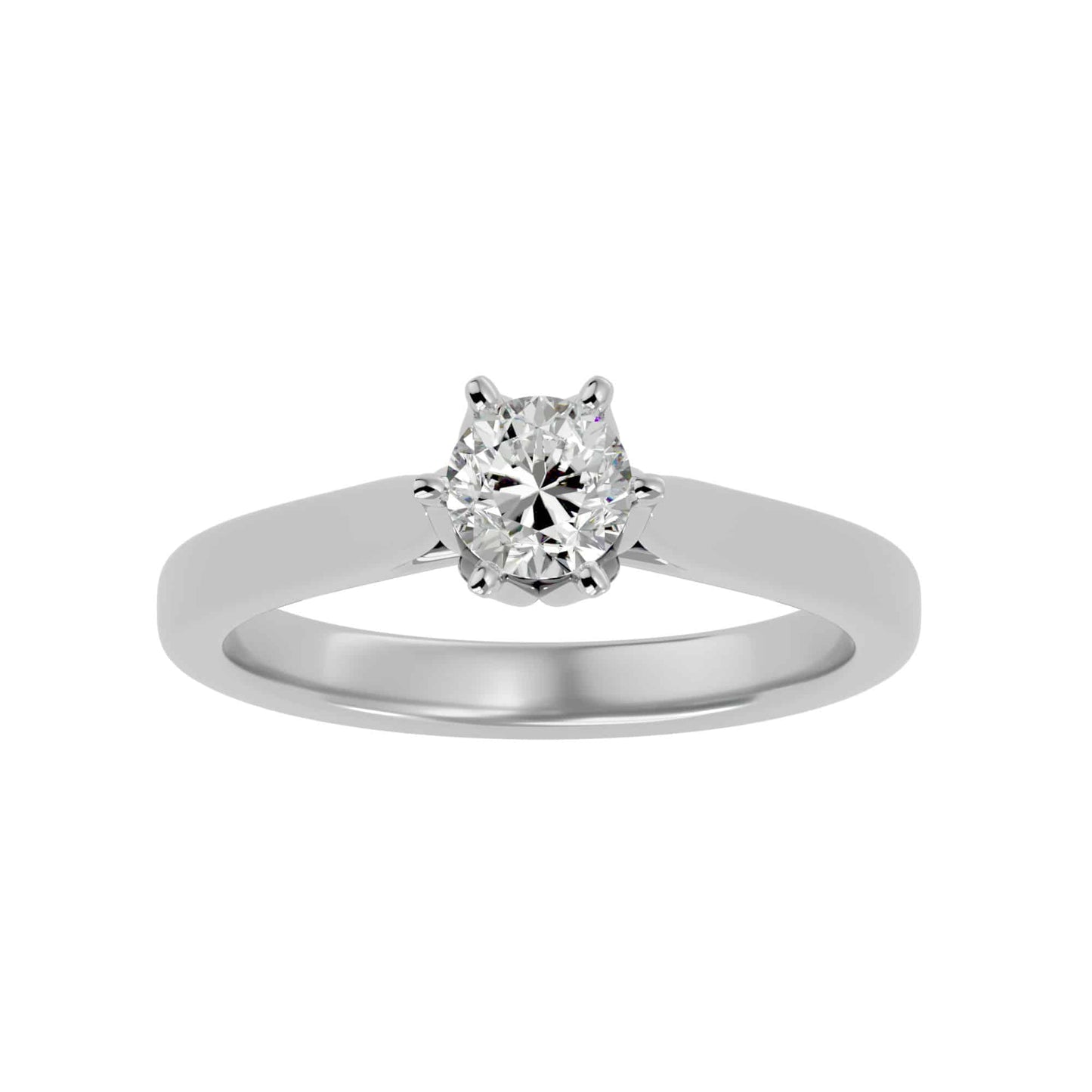 floral diamond engagement ring, nature-inspired round diamond ring
